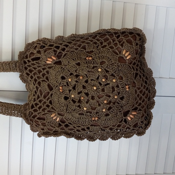 Handcrafted Brown Crochet Tote Bag - Picture 3 of 11